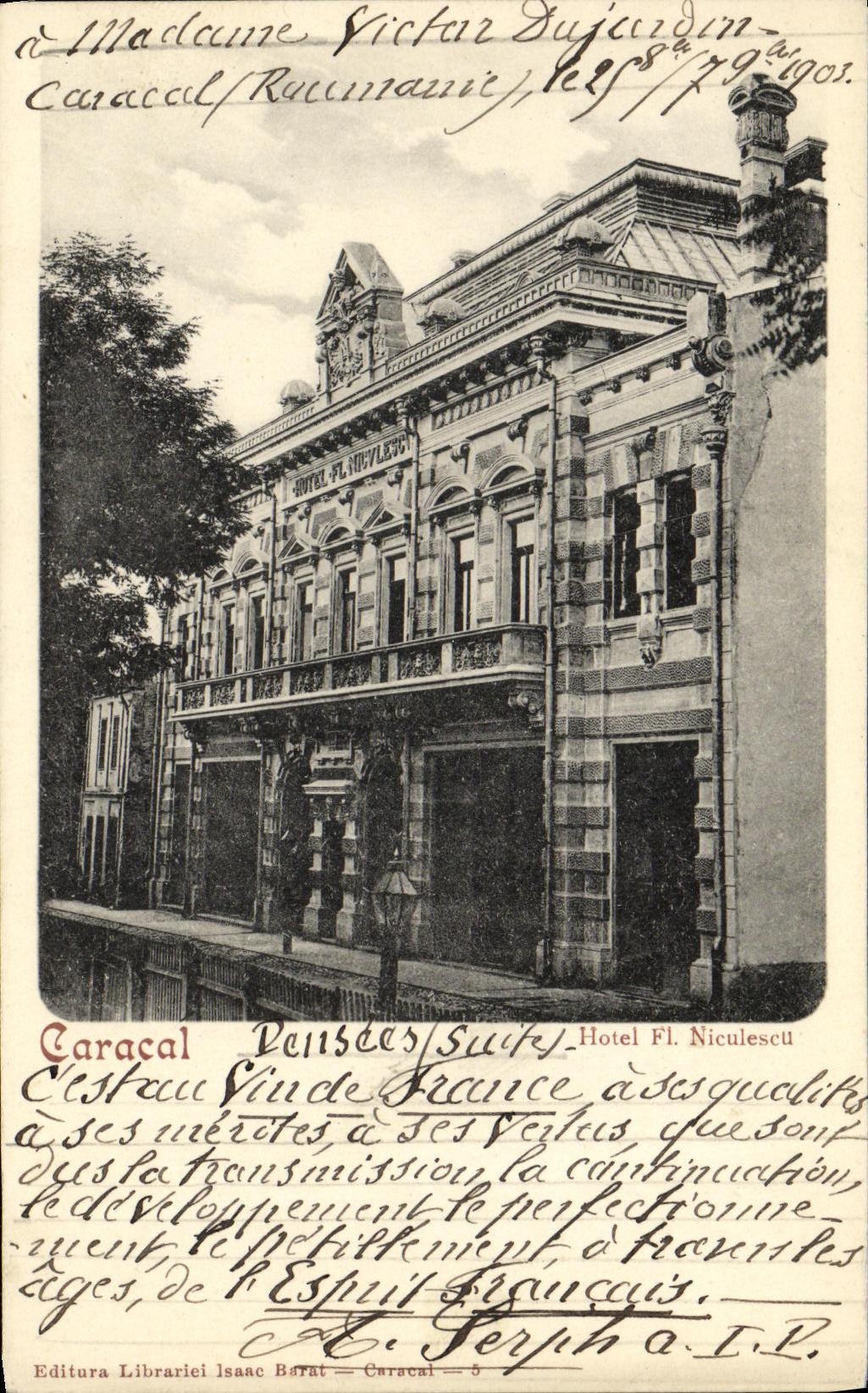 CPA Roumanie Caracal Hotel Fl Niculescu