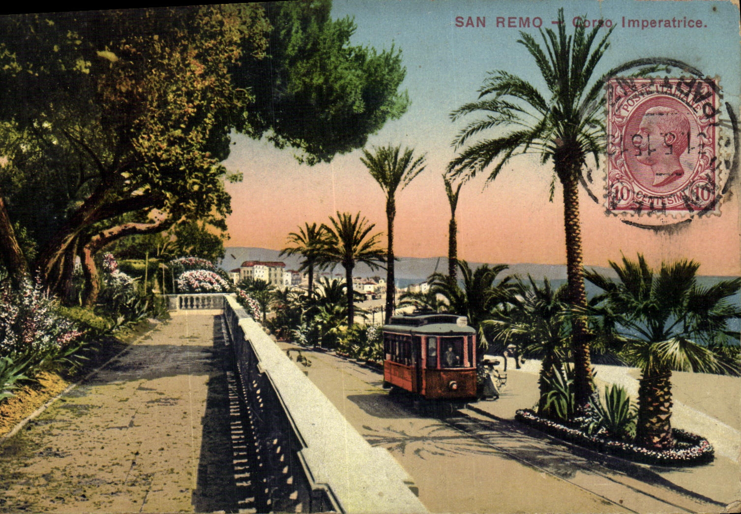 CPA San Remo Corso Imperatrice Tramway