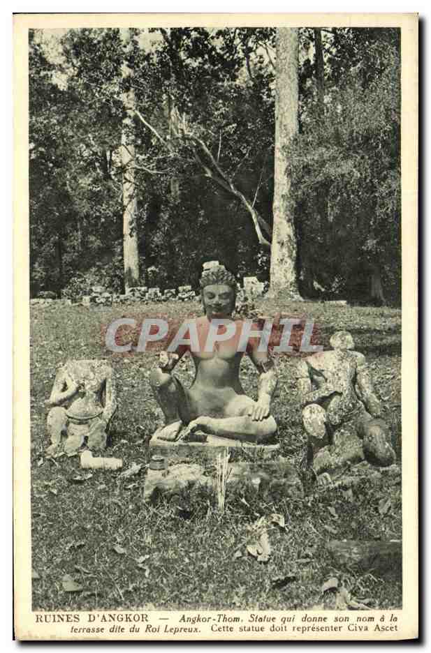 CPA Ruines D Angkor Angkor Thom Statue qui donne son nom a la terrasse du roi Lepreux