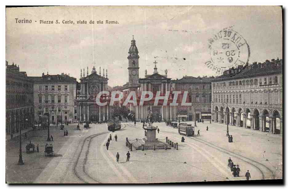 CPA Torino Piazza Corlo Viste de Via Roma