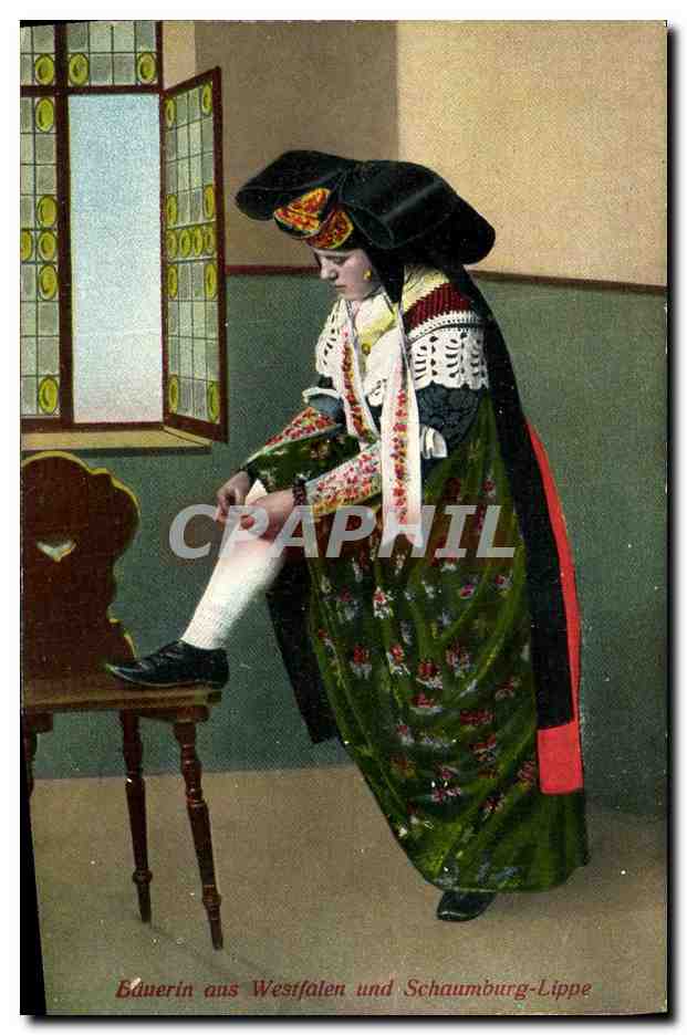 Bâcherine d'Westphalie et de Schaumburg-Lippe — costume traditionnel — éditeur Herm. Lamptecht, Nieder