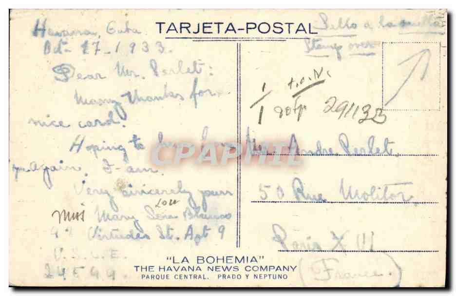 CPA Habana Casino Militar Militaria — Back