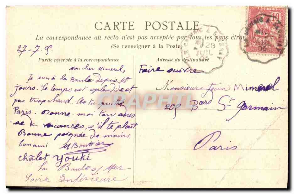 CPA La Baule Avenue des Fresnes — Rückseite