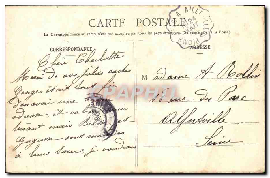 CPA Plombieres les Bains Hotel de la Tete d Or — Rückseite