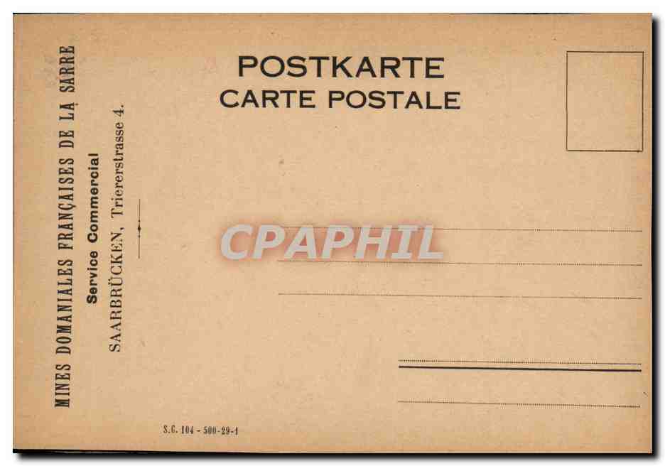 CPA Mines Domaniales Francaises De la Sarre Saarbrucken Enfants — Rückseite
