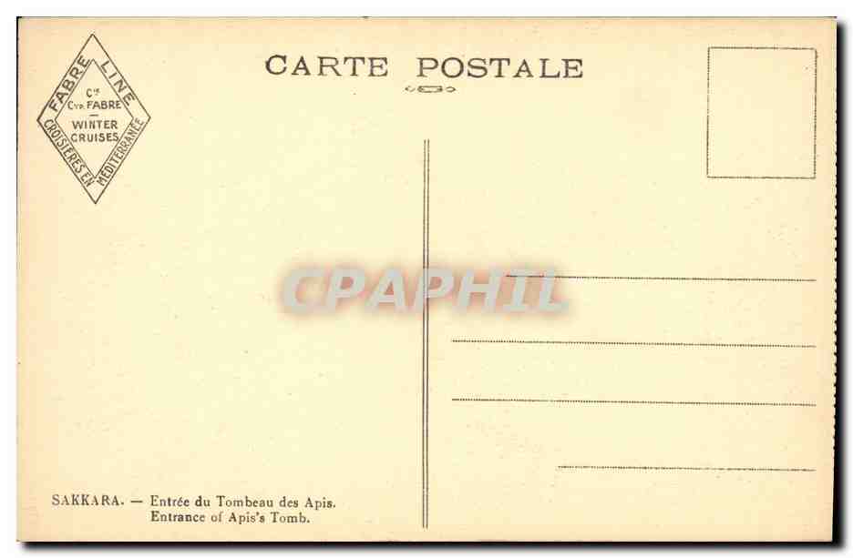 Sakkara — Entrée du Tombeau des Apis — Cie Fabre Line — Rückseite