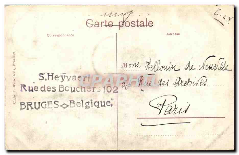 CPA Bruges Le Quai du Rosaire — Rückseite