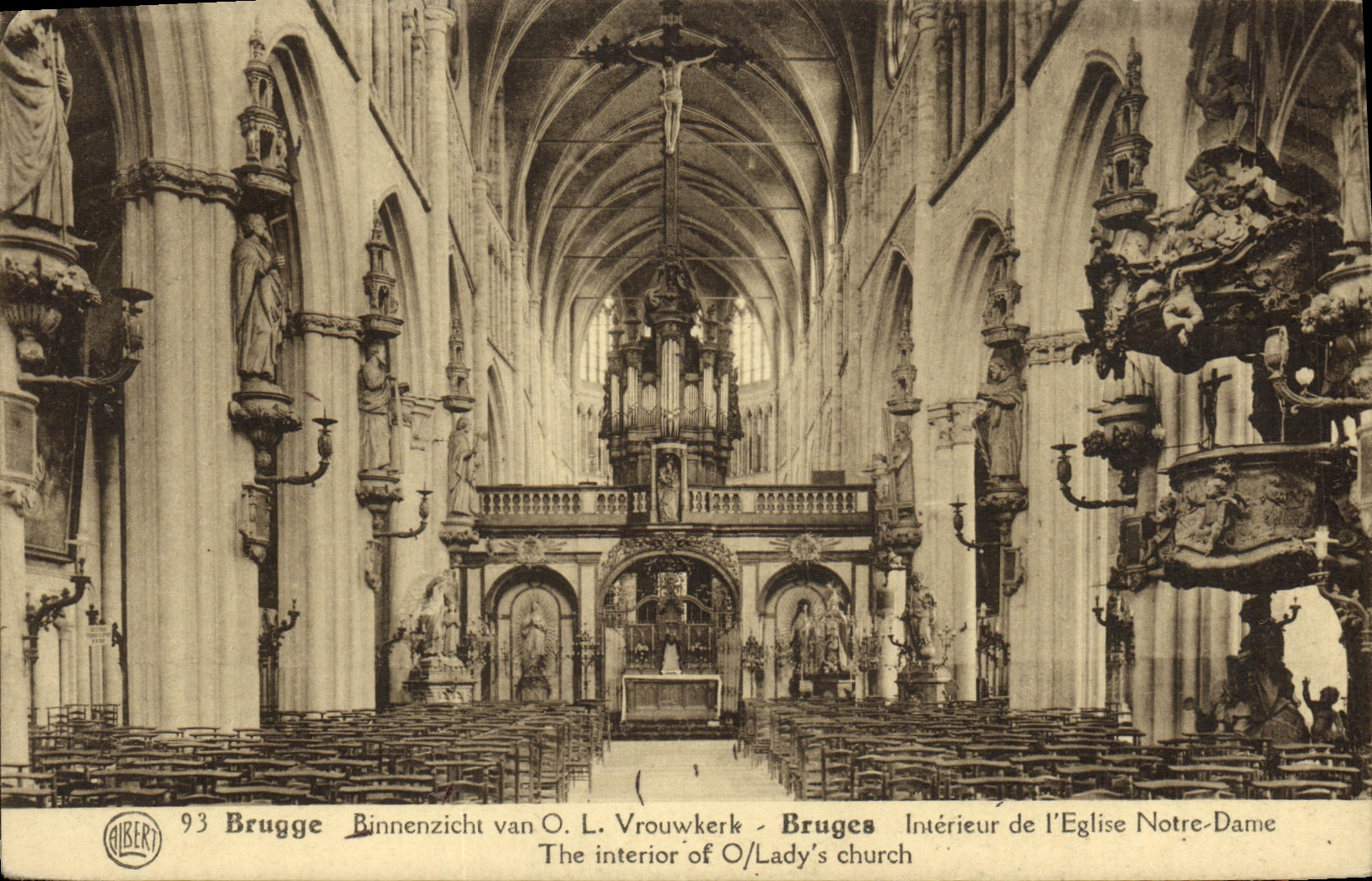 Intérieur de l'Église Notre-Dame — Bruges — Éditeur Alibert, n° 93