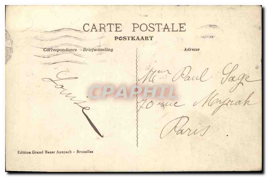 CPA Bruxelles Fontaine du Grand Sablon — Verso