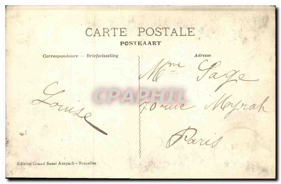 CPA Bruxelles Avenue Palmerston et Folle Chason Square Ambiorix — Verso