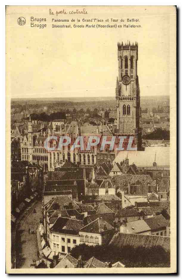 CPA Bruges Panorama de la Grand Place et Tour du Beffrol