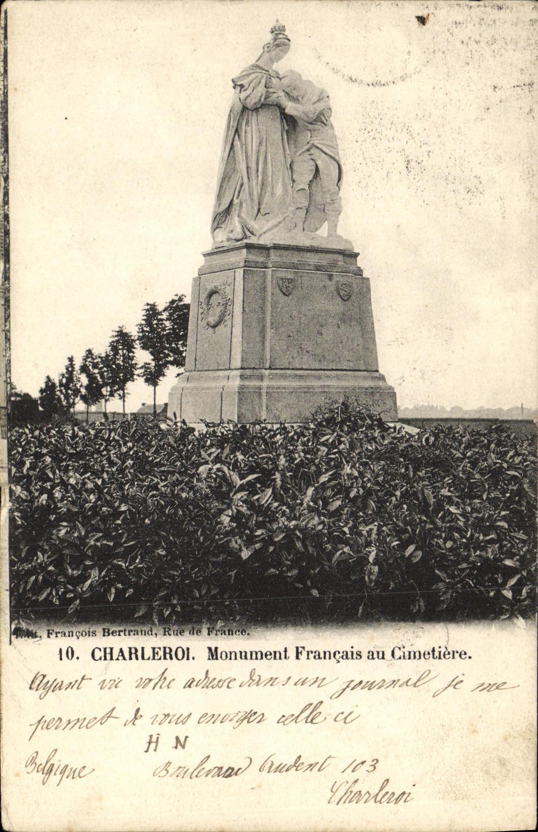 CPA Charleroi Monument Francais au Cimetiere Militaria