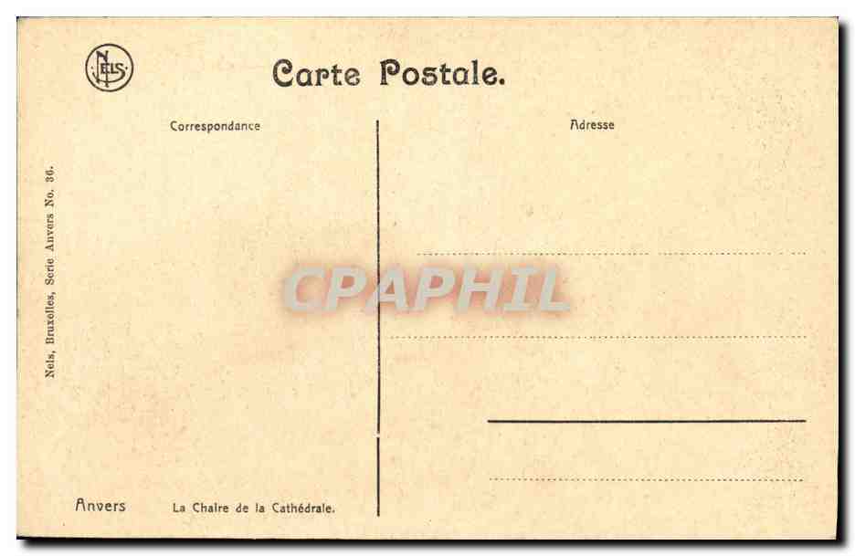 CPA Anvers La chaire de la cathedrale — Rückseite