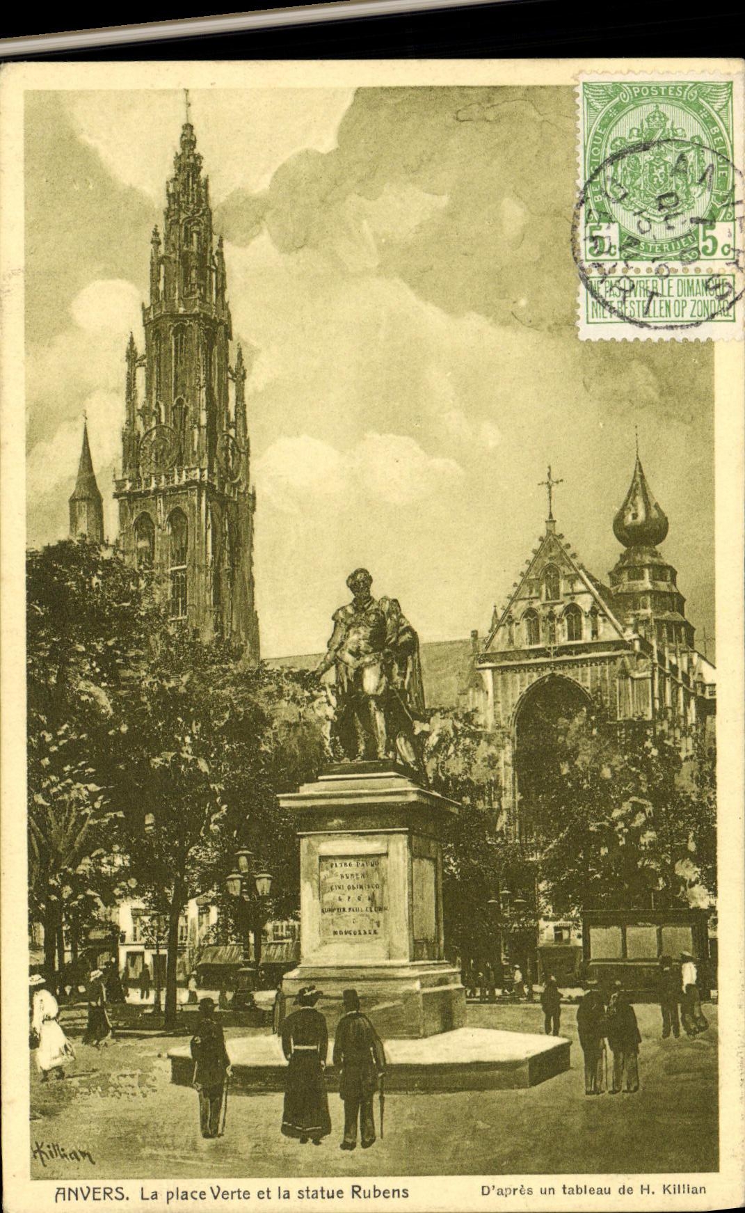 CPA Anvers La Place Verte et la Statue Rubens