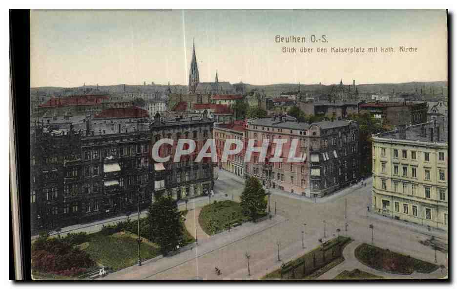 CPA Beuthen Blickuber den Kaiseplta mit Kath Kirche Pologne