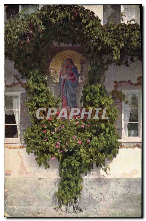 CPA Oberammergau Marienlaube am Hause des Kaiphasdarstellers Rutz