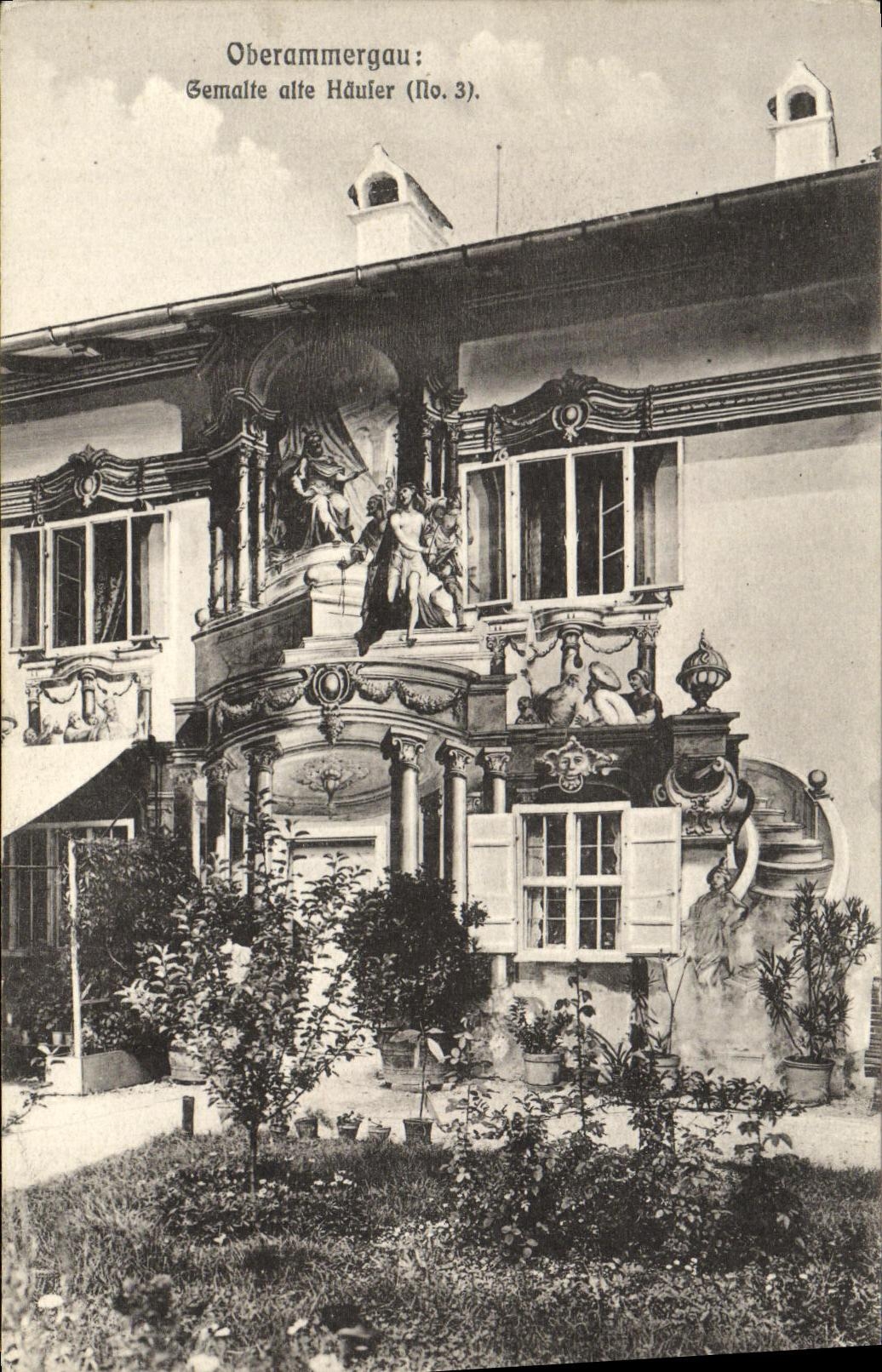 CPA Oberammergau Gemalte alte Hauier