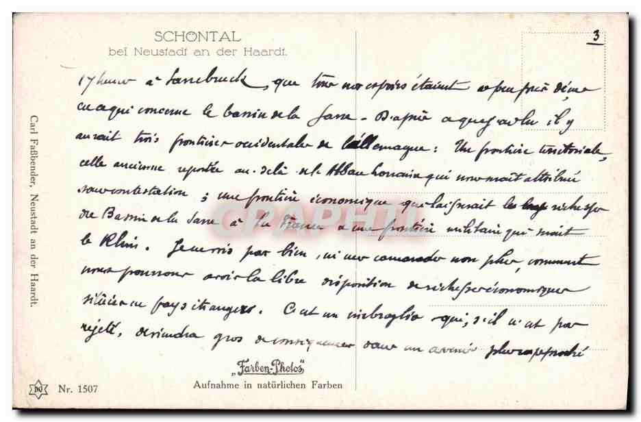 CPA Schontal bei Neustadt an der Hardt — Rückseite
