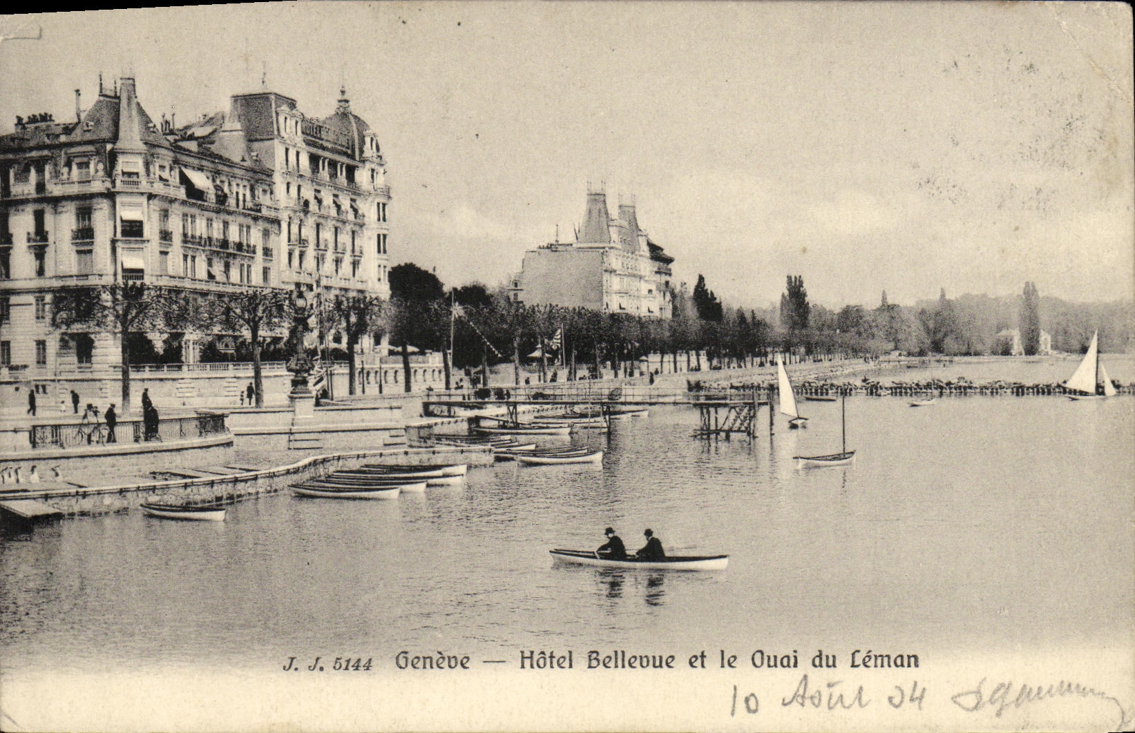 CPA Geneve Hotel Bellevue et le 2uai du Leman