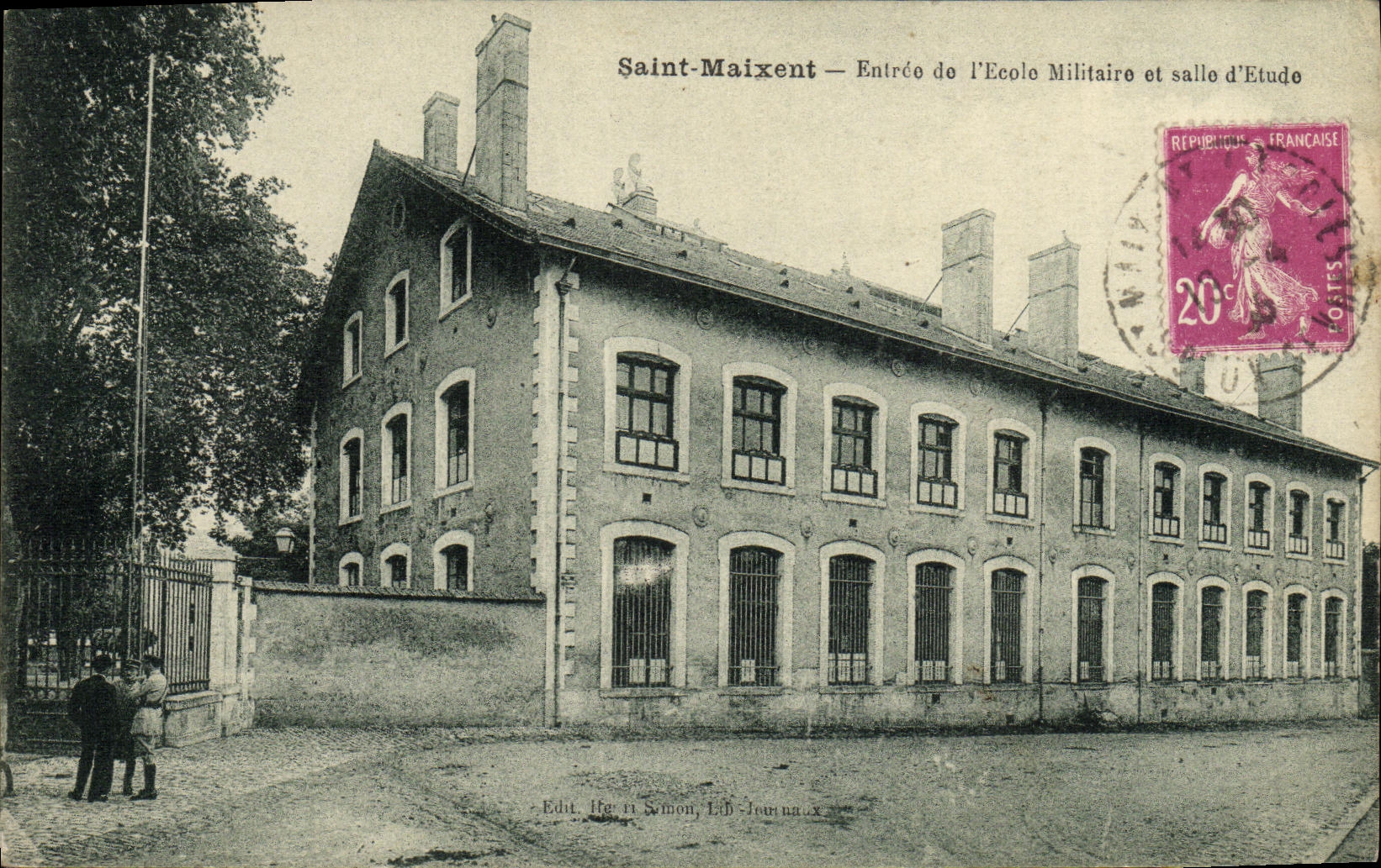Saint-Maixent — Entrée de l'École Militaire et salle d'Étude — Édit. Hébert & Simon, Lib. Journaux