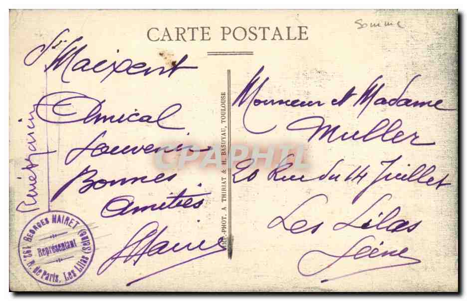 Saint-Maixent — Entrée de l'École Militaire et salle d'Étude — Édit. Hébert & Simon, Lib. Journaux — Verso