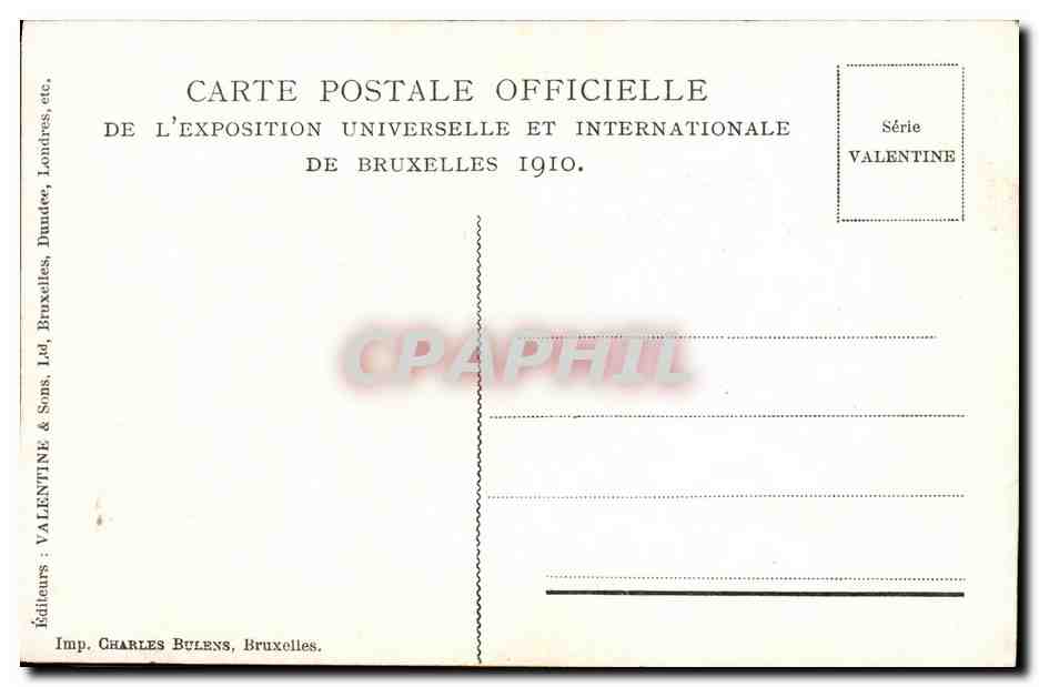CPA Bruxelles Exposition 1910 Facade principale — Verso