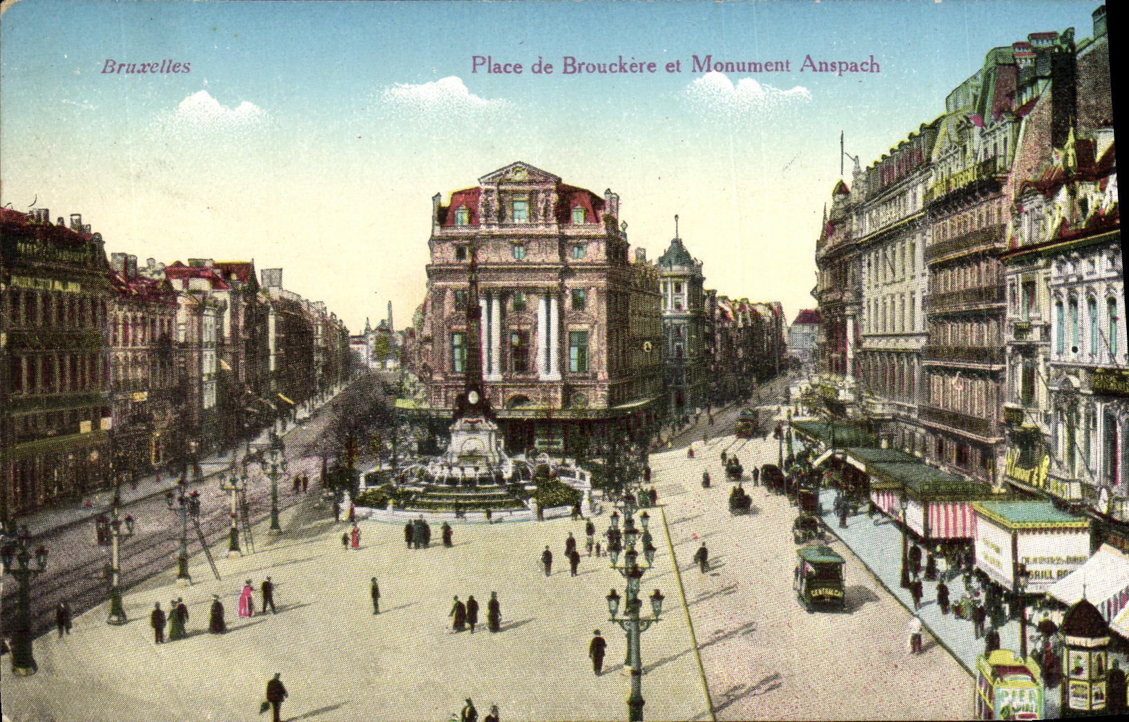 CPA Bruxelles Place de Brouckere et Monument Anspach