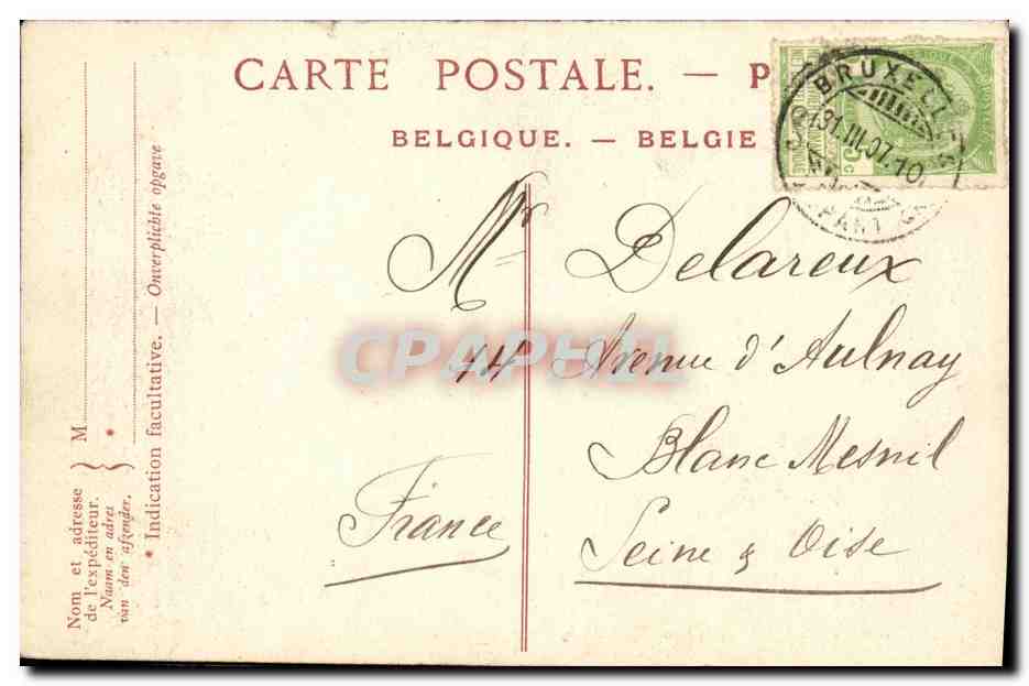 CPA Bruxelles Le Palais du Justice — Verso