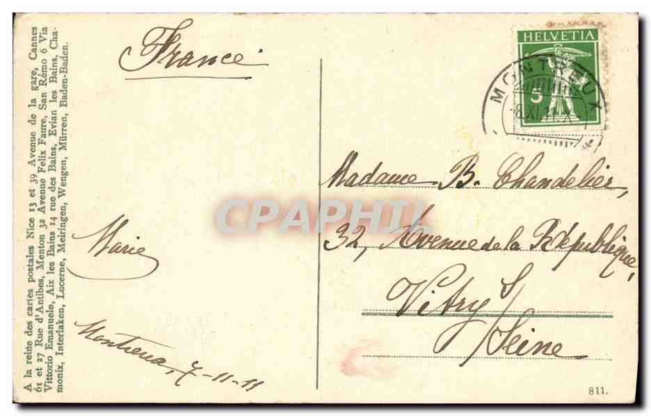CPA Clarens Ile de Salagnon et la dent du Midi — Verso