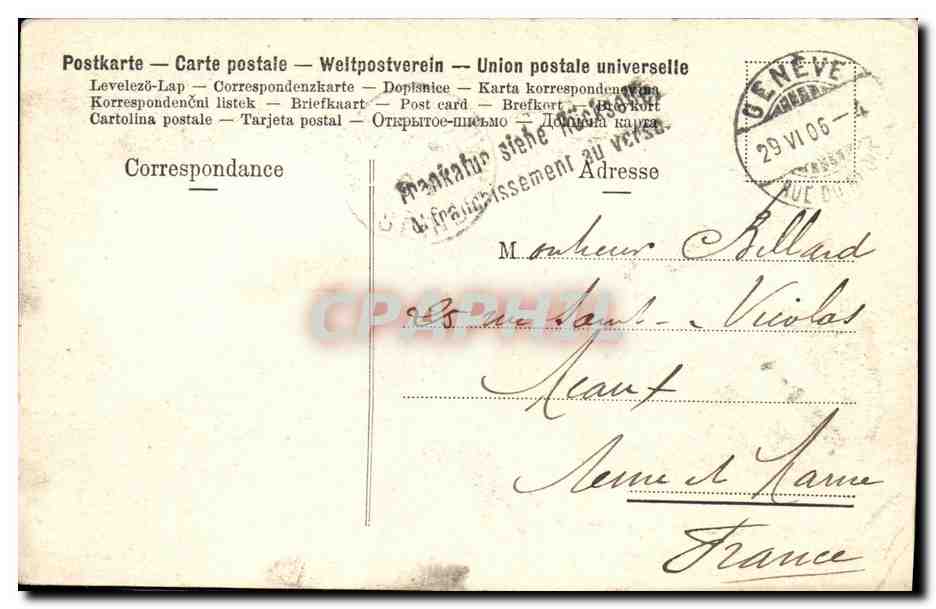 CPA Geneve Pont du Mt Blanc et cygnes  — Rückseite