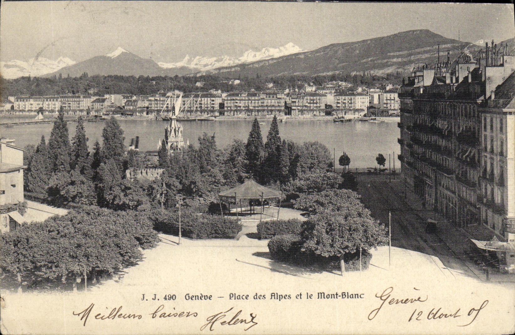 CPA Geneve Place des Alpes et le Mont Blanc