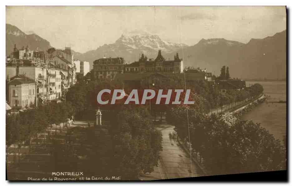 CPA Montreux Place de la Rouvenaz et le Dent du Midi