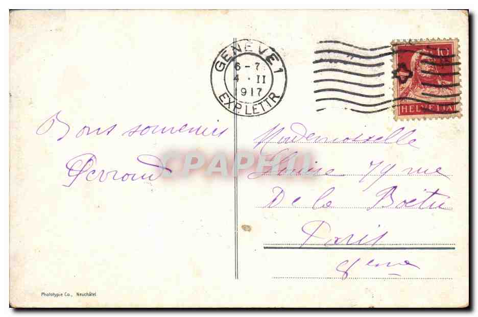CPA Geneve et Pont de la Coulouvreniere — Rückseite