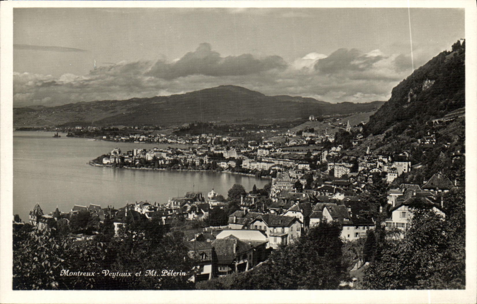 Montreux-Veytaux et Mt. Pèlerin — vue panoramique du lac et des collines — Edition Photoglob, Zürich, n° d 1088