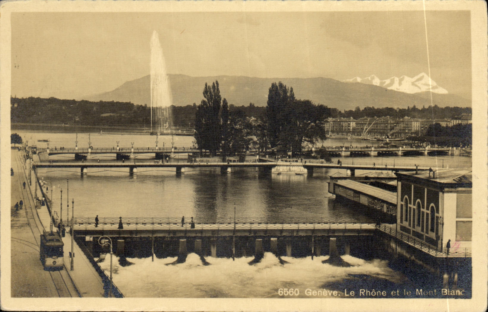 CPA Geneve Le Rhone et le Mont Blanc