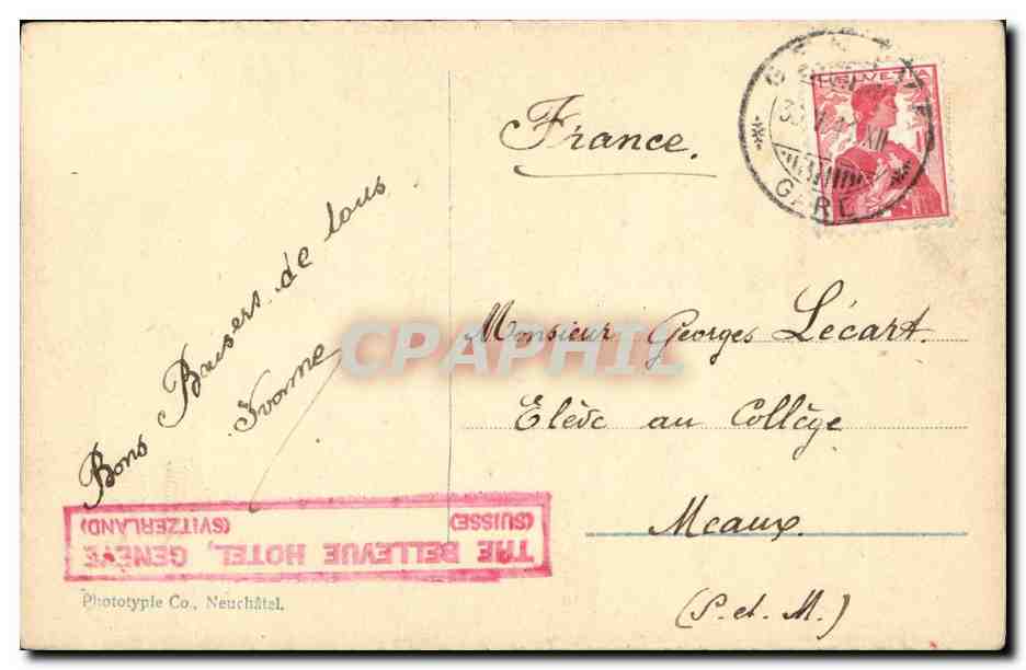 CPA Geneve Le Rhone et le Mont Blanc — Rückseite