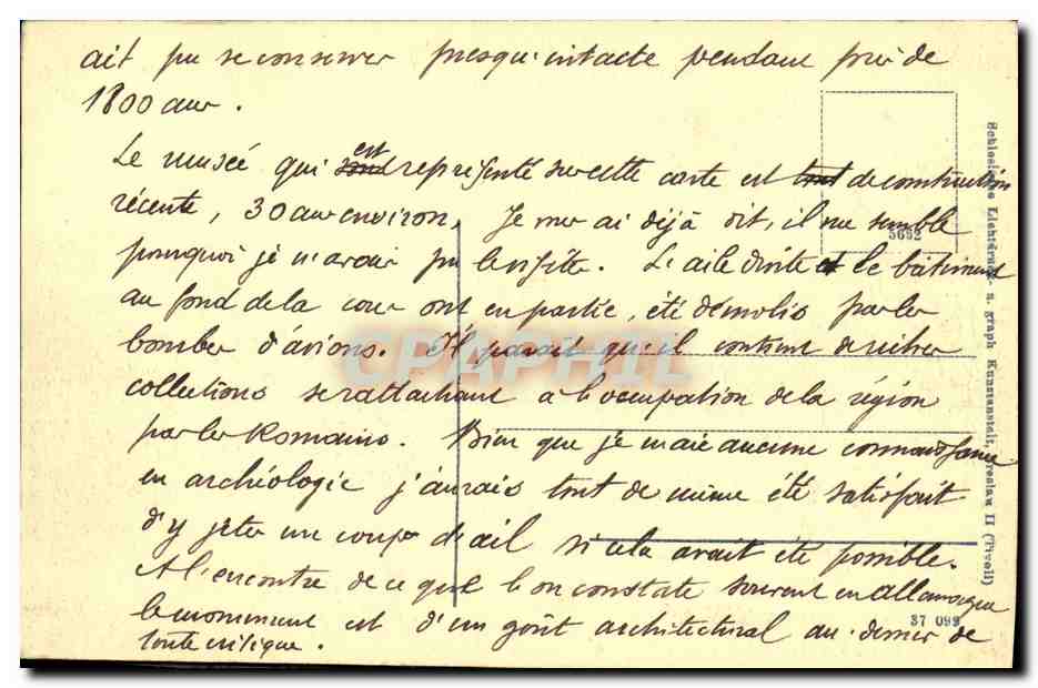 CPA Trier Provinzialmuseum mit Osdtallee — Rückseite