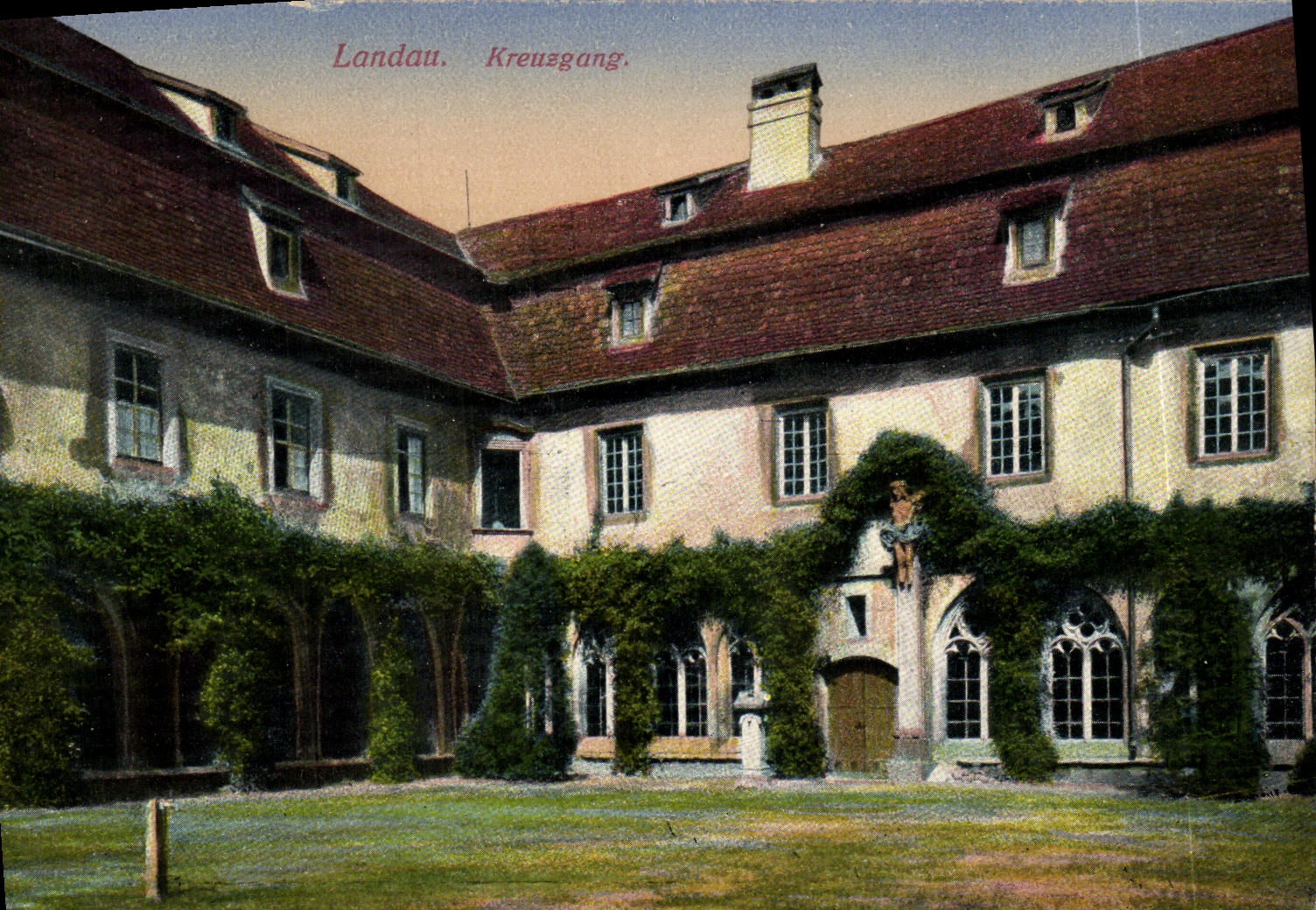 Landau. Kreuzgang. — Vue du cloître — éditeur Emil Hartmann, Strasbourg