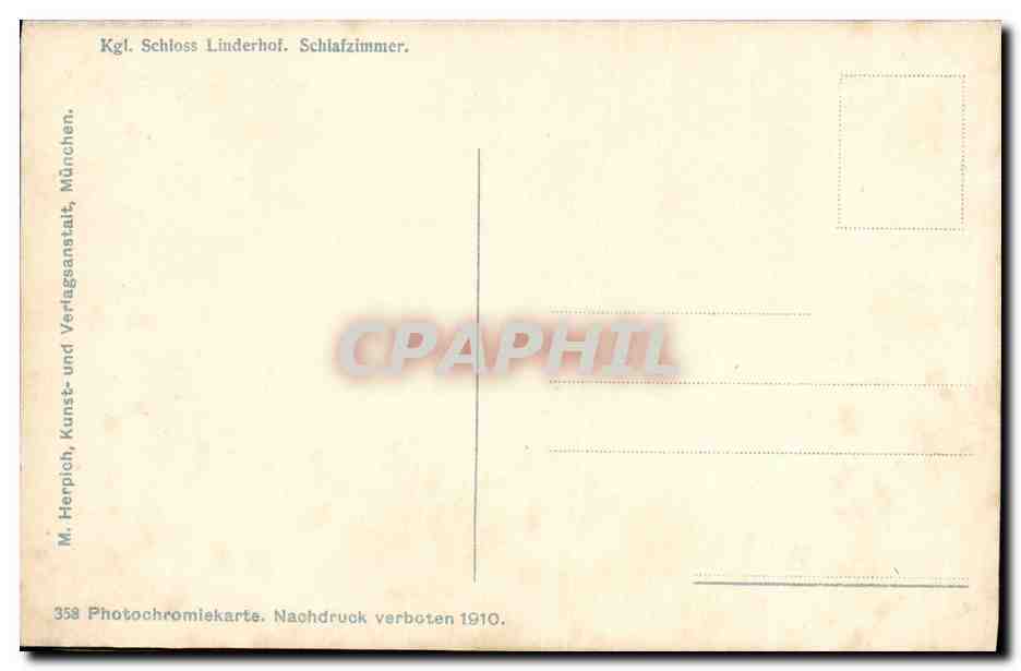 CPA Schiafzimmer Kgi Sehioss Linderhof — Verso
