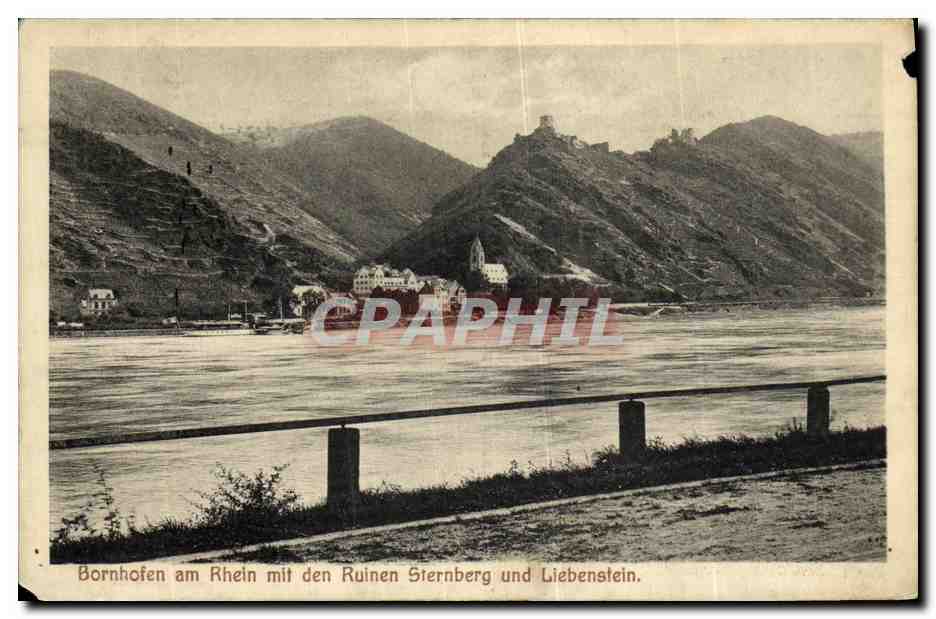 Bornhofen am Rhein mit den Ruinen Sternberg und Liebenstein — CPAPHIL