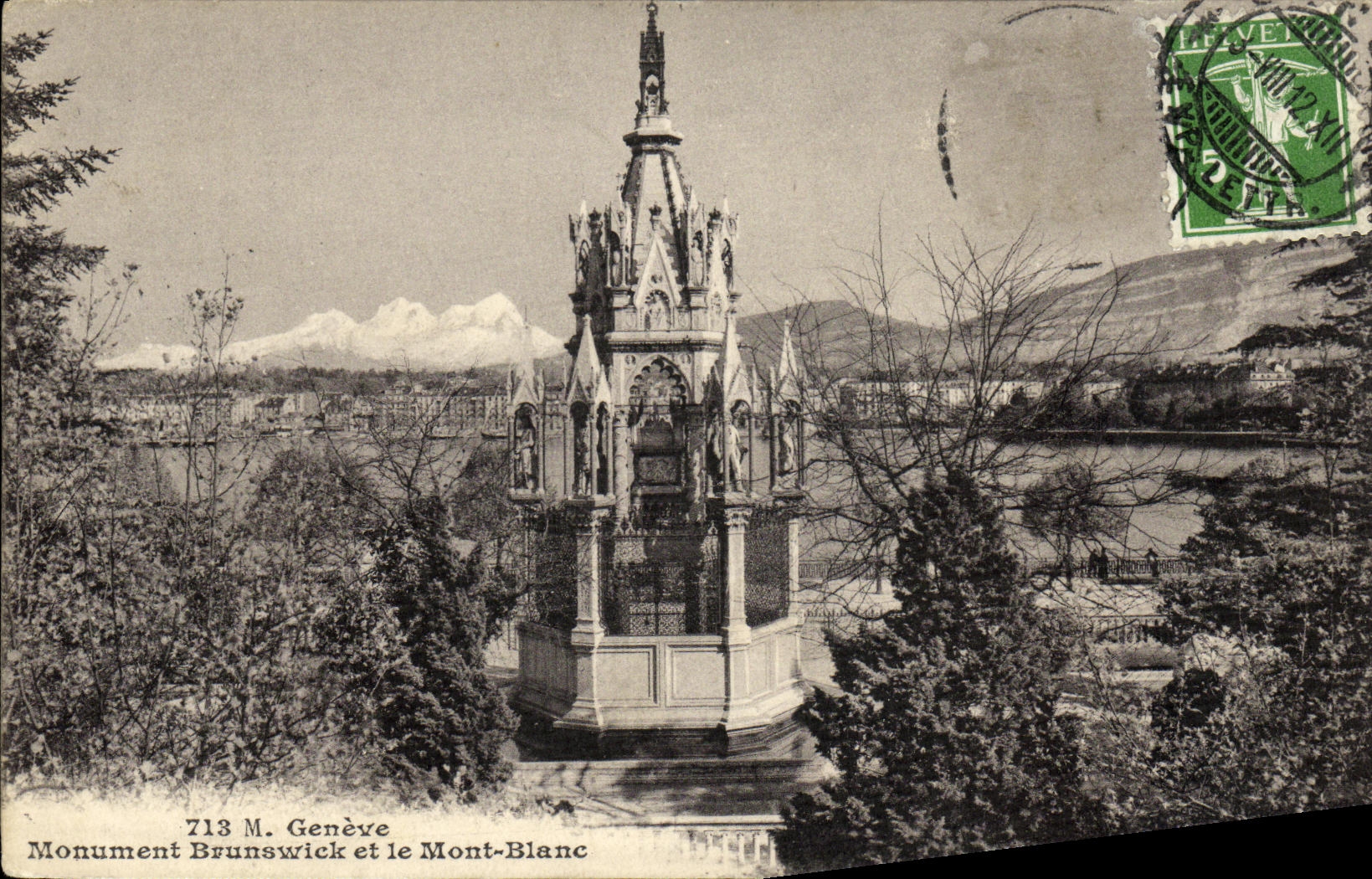 CPA Geneve Monument Brunswick et le Mont Blanc