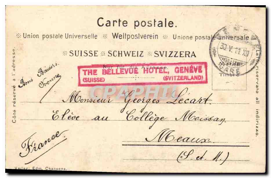 CPA Geneve L Ariana — Verso
