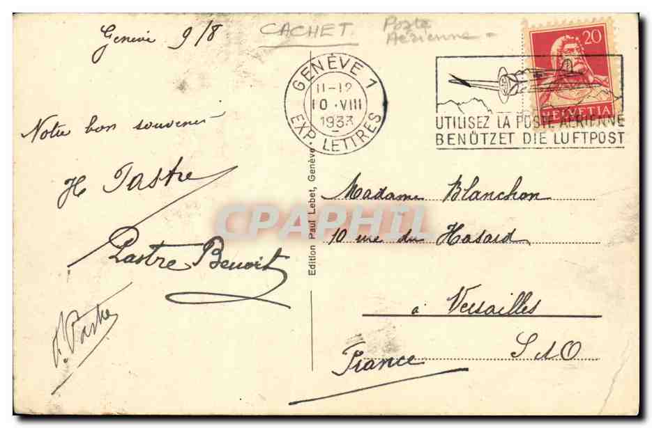 CPA Geneve Le Mont Blanc — Rückseite