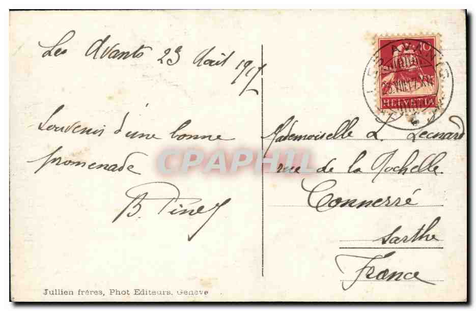 CPA Geneve Les Avants et la Dent du Midi — Rückseite