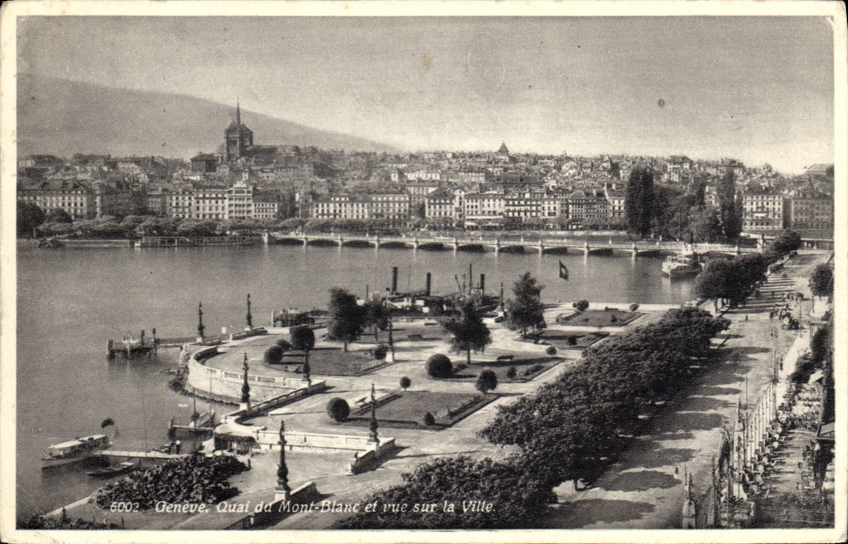 CPA Geneve Quai du Mont Blanc et Vue Sur la Ville
