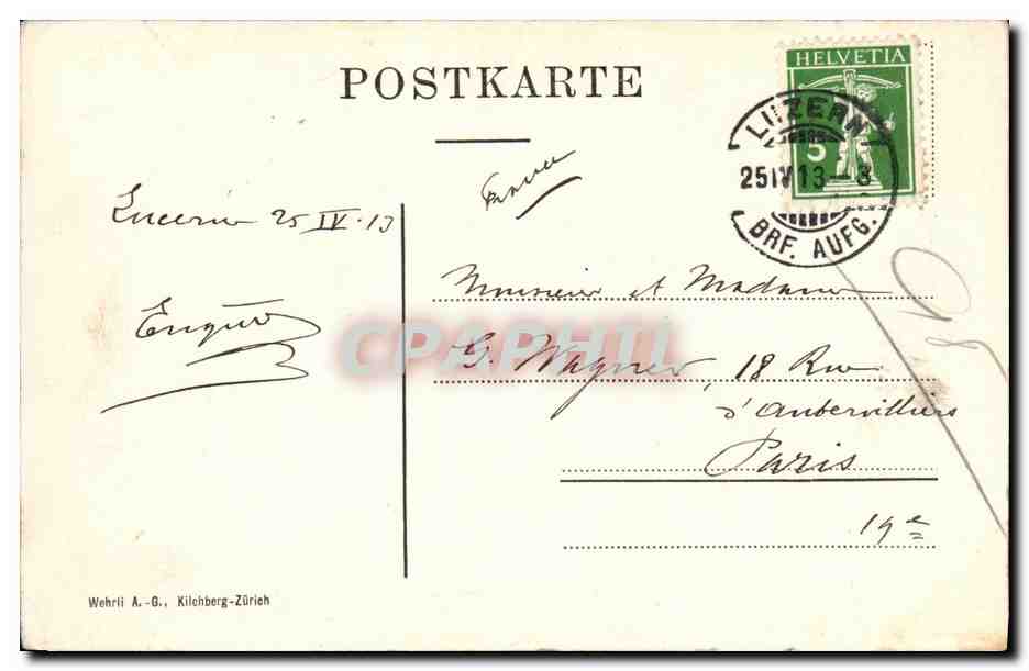 CPA Luzern Und der Rigi — Rückseite