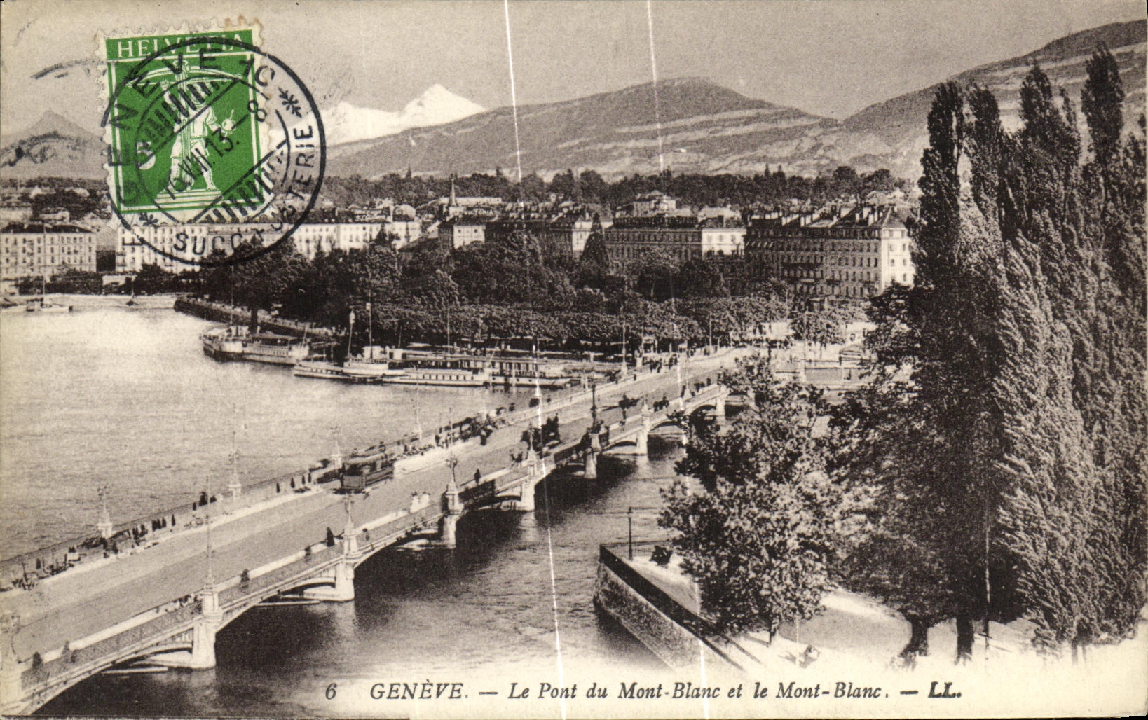 CPA Geneve Le Pont du Mont Blanc et le Mont Blanc 