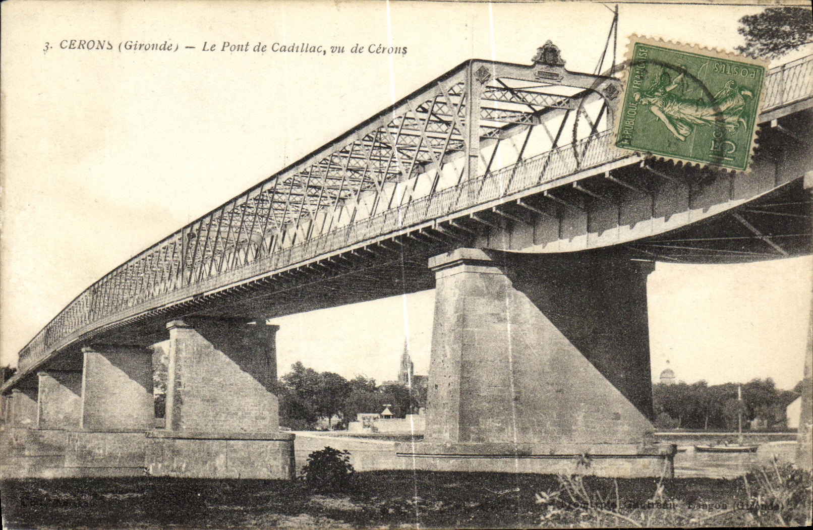 CPA Cerons Le Pont de Cadillac Vu de Ceron