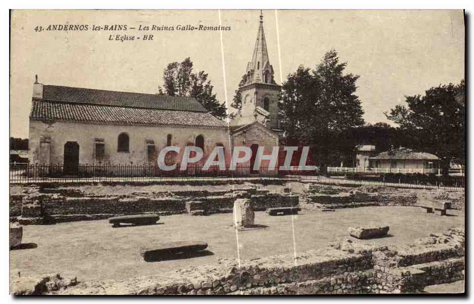 CPA Andernos Les Bains Les Ruines Gallo Romaines L eglise