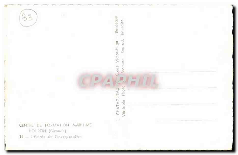 Entrée du Centre de Formation Maritime de Hourtin — Hourtin (Gironde) — Éditeur : Chataigneau — Verso